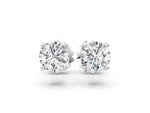 Silver Round Solitaire Diamond Stud Earrings with Four-Prong Basket Setting_6