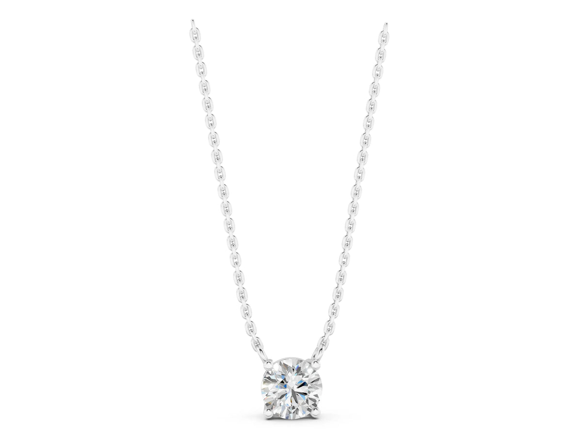 Silver Round Solitaire Pendant with Four-Prong Basket Setting_3