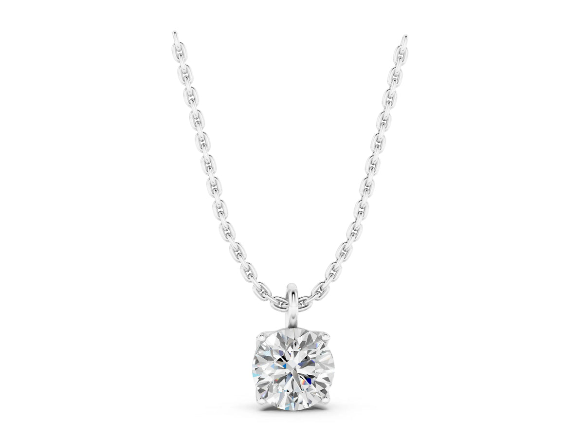 Silver Round Solitaire Pendant with Four-Prong Setting_3