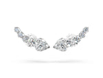 Silver Round and Heart Diamond Petite Ear Climber Earrings_2