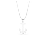Silver Silver Anchor Pendant with Round Diamond Bezel Setting_3