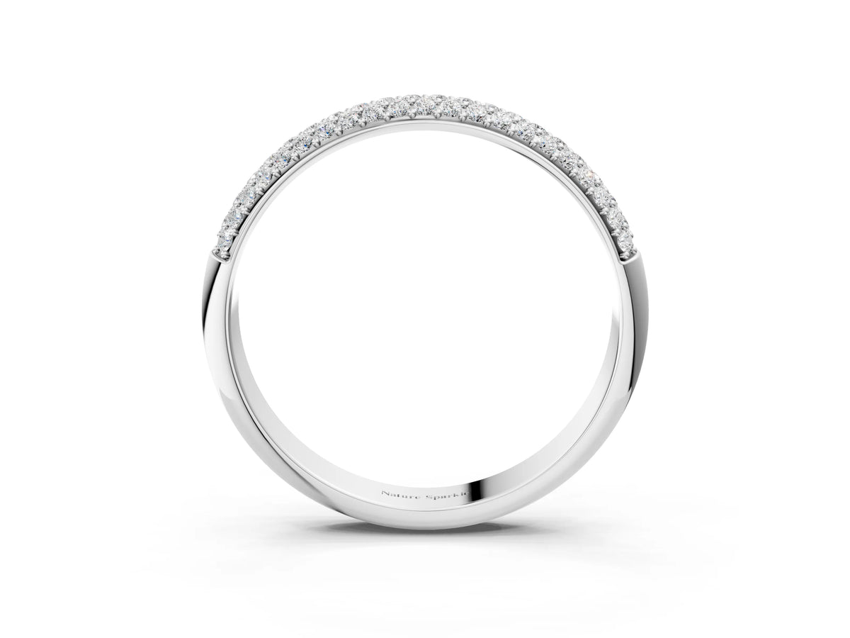 Silver Three-Row Pave Round Diamond Eternity Band with Shared Prong Setting_15