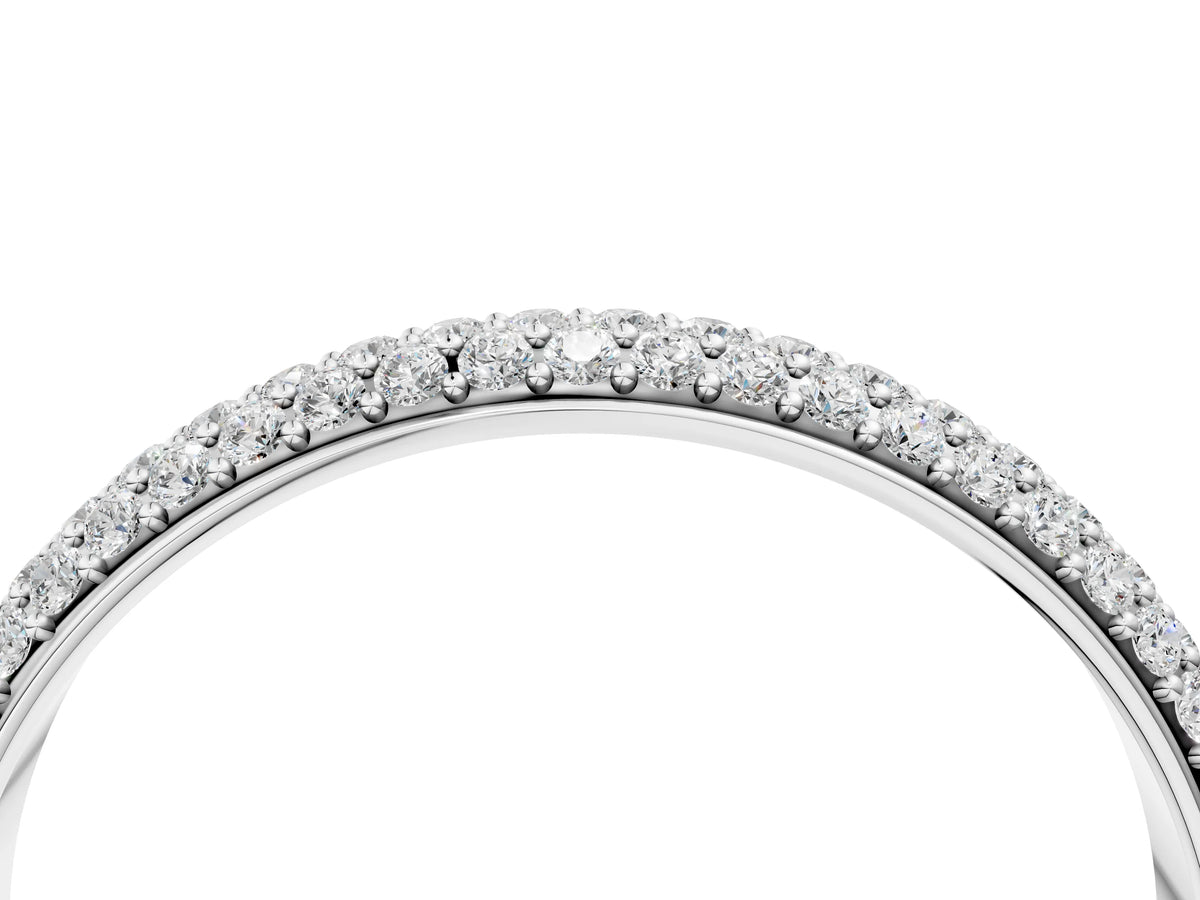 Silver Three-Row Pave Round Diamond Eternity Band with Shared Prong Setting_16