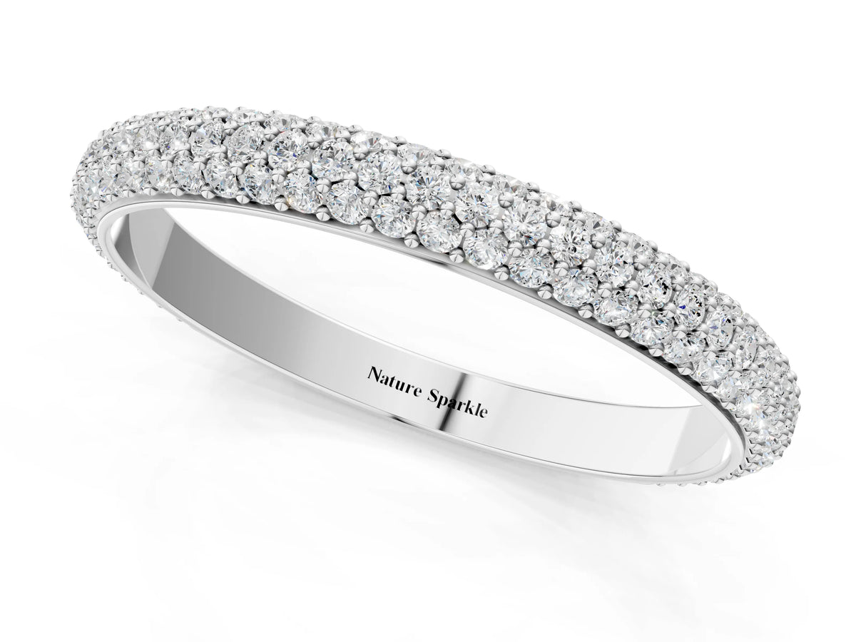 Silver Three-Row Round Diamond Pavé Eternity Band_13