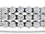 Silver Three-Row Round Diamond Tennis Bracelet with Bezel Setting_3