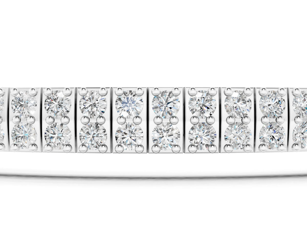 Silver Three-Row Round Diamond Tennis Bracelet with Prong Setting_3