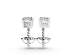 Silver Three-Stone Princess Cut Channel Set Earrings with Bar Prong Setting_2