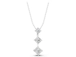 Silver Three-Stone Princess Cut Diamond Pendant with Four-Prong Setting_3