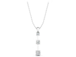 Silver Three-Stone Princess Cut Prong Set Pendant_3
