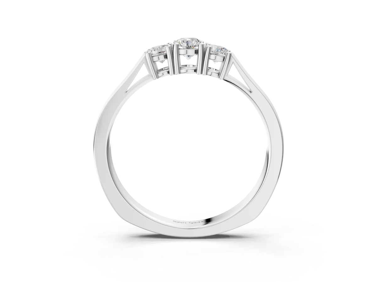 Silver Three-Stone Round Cut Diamond Channel Set Band with Prong Setting_15