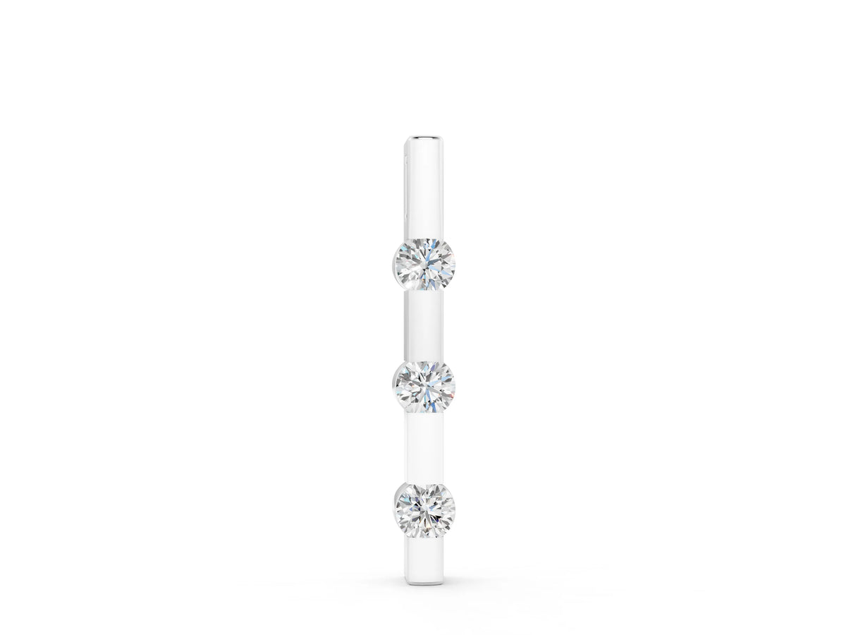 Silver Three-Stone Round Diamond Bar Pendant with Channel Setting_2