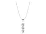 Silver Three-Stone Round Diamond Drop Pendant with Four-Prong Setting_5