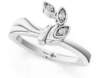 Silver Three-Stone Round Diamond Leaf Bypass Ring with Bezel Setting_13