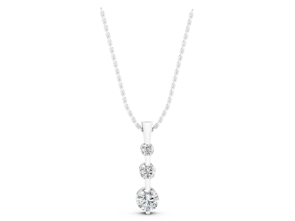 Silver Three-Stone Round Diamond Prong-Set Pendant_3