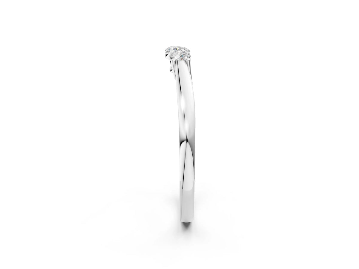 Silver Three-Stone Round Diamond Tension Set Solitaire Band with Prong Setting_14