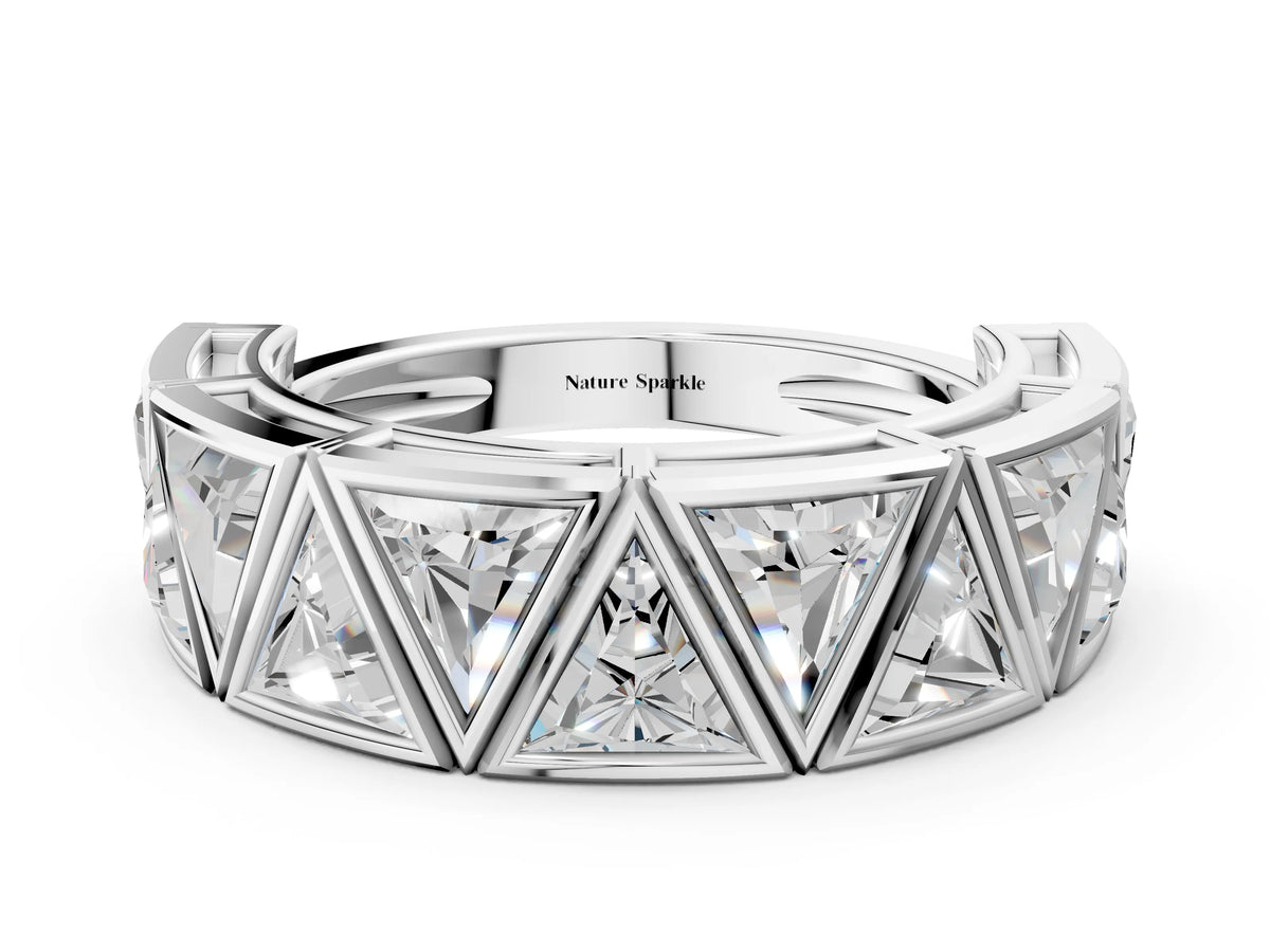 Silver Triangle Diamond Geometric Mens Band_12