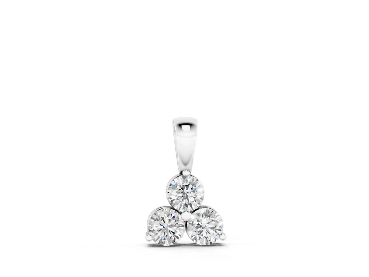 Silver Triangular Cluster Round Diamond Prong Pendant_2
