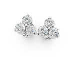 Silver Triangular Cluster Round Diamond Stud Earrings with Prong Setting_7