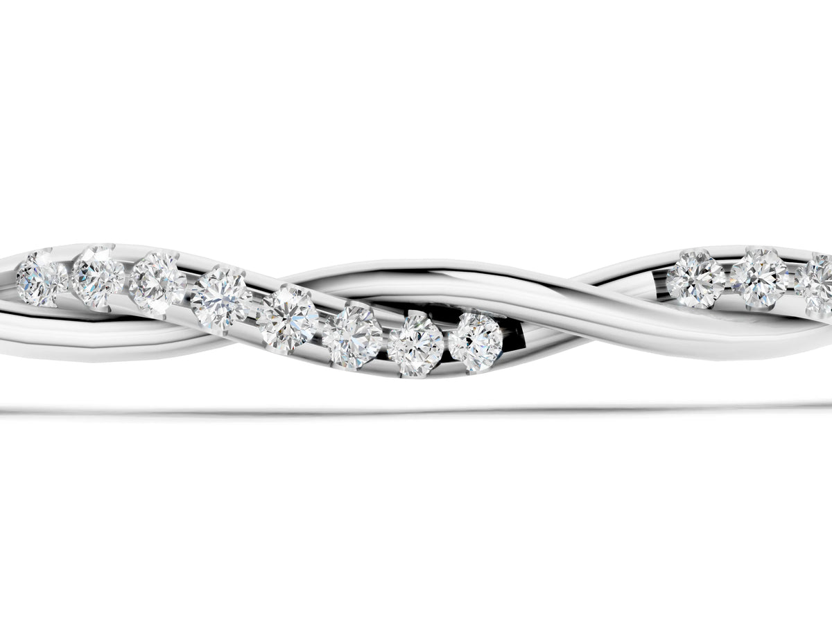 Silver Twisted Diamond Round-Cut Cable Chain Bracelet with Bezel Setting_1