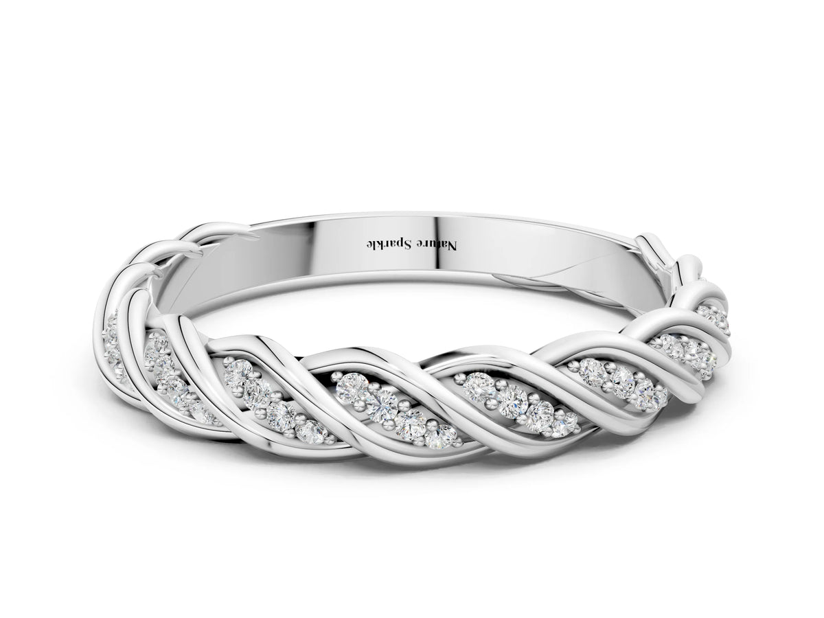 Silver Twisted Pavé Round Diamond Eternity Band with Shared Prong Setting_12