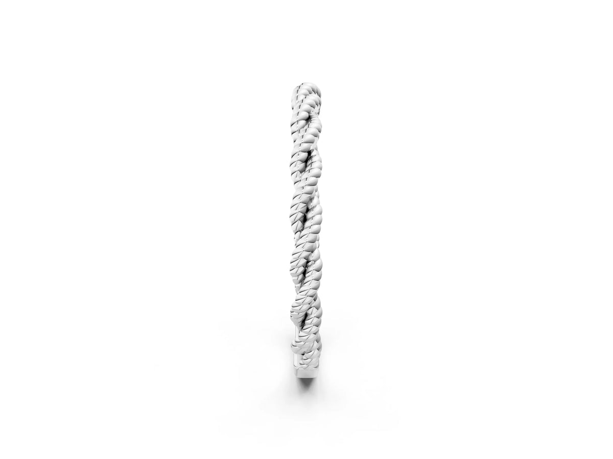 Silver Twisted Rope Solitaire Band with Round Stone and Bezel Setting_14