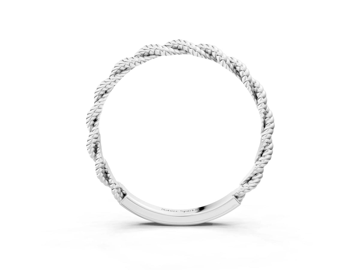 Silver Twisted Rope Solitaire Band with Round Stone and Bezel Setting_15