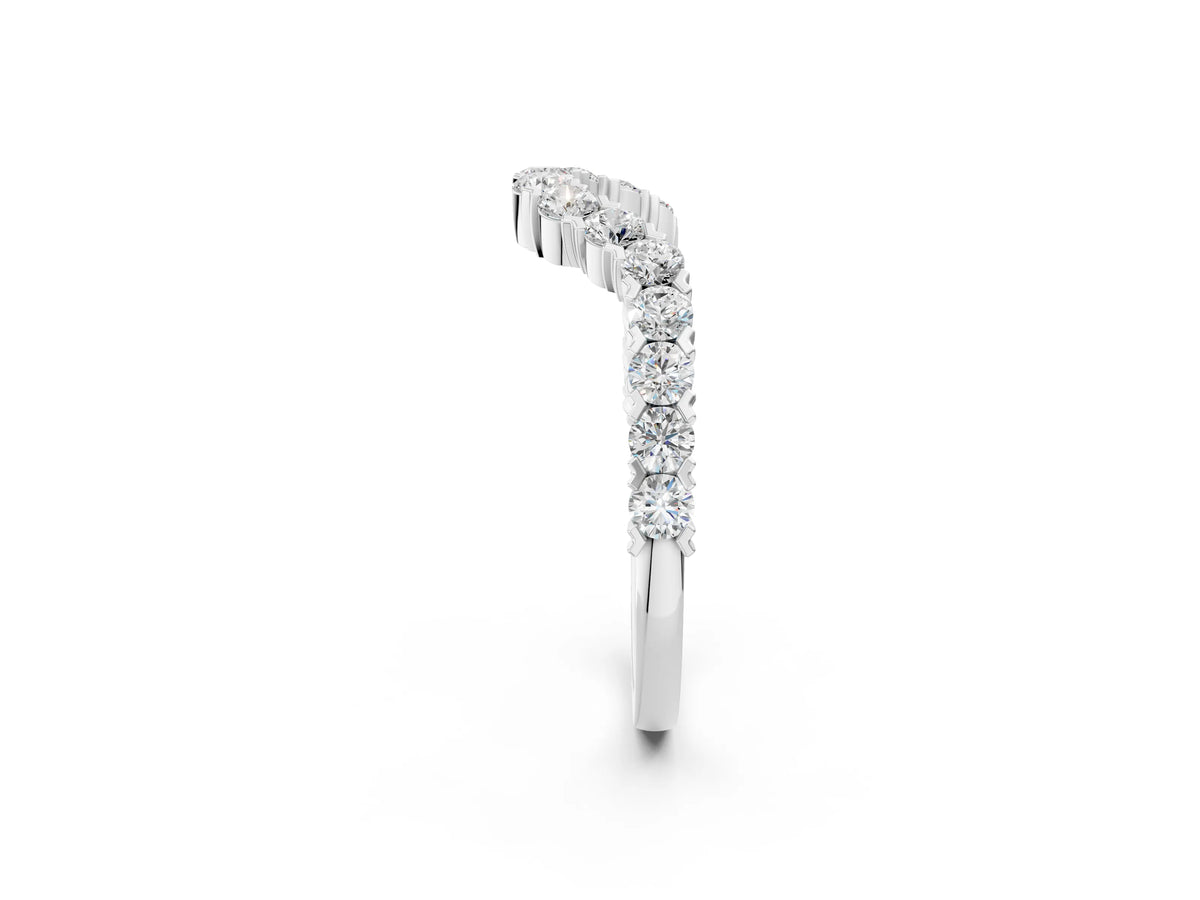 Silver V-Shaped Diamond Round Cut Pavé Band with Prong Setting_14