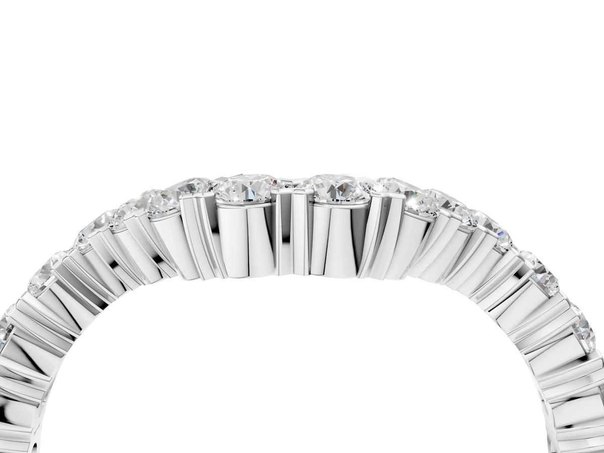 Silver V-Shaped Diamond Round Cut Pavé Band with Prong Setting_16