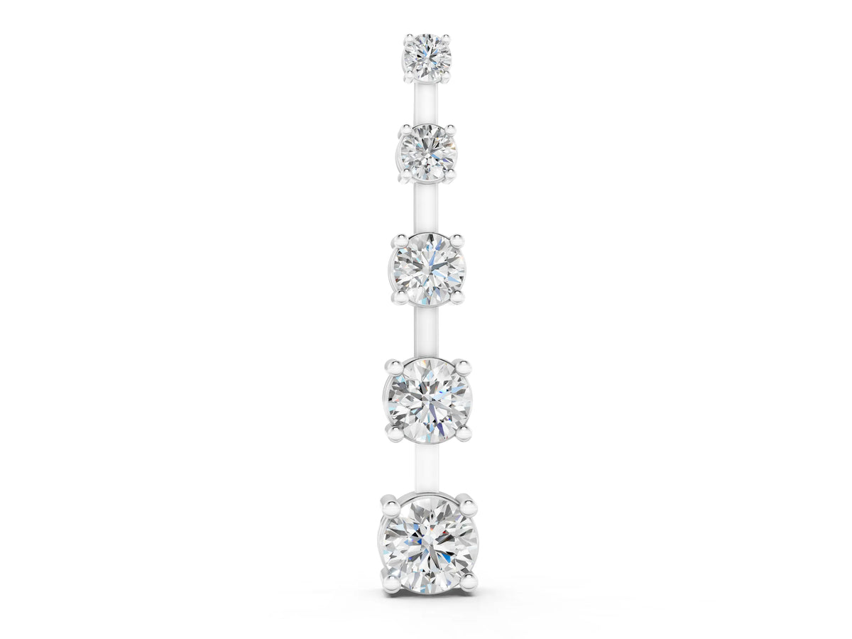 Silver Vertical Bar Pendant with Round Brilliant Diamonds in Prong Setting_2