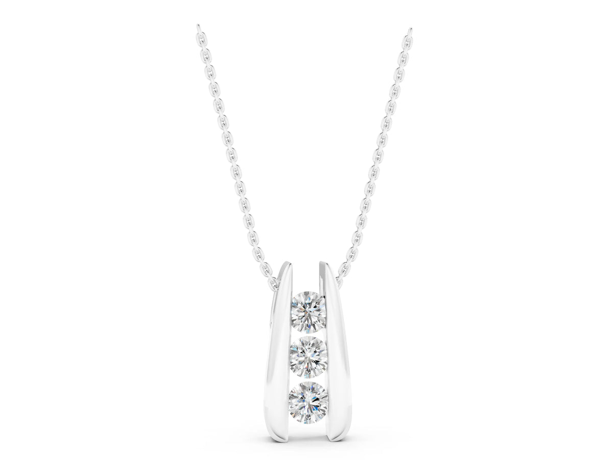 Silver Vertical Channel Set Round Diamond Pendant_3