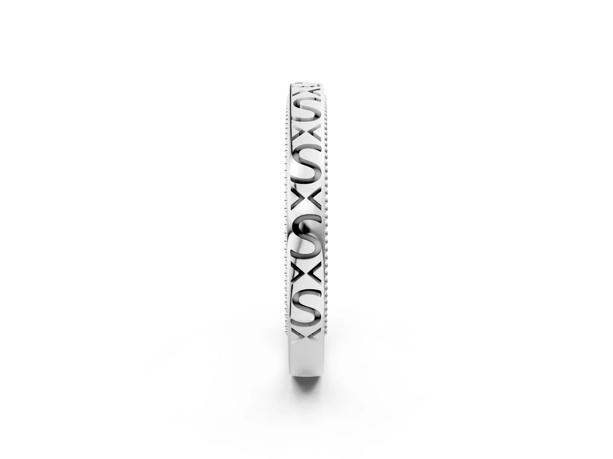 Silver Vintage Engraved Milgrain Band_14