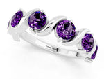 Six-Stone Round Amethyst Wave Band in Silver with Shared Prong Setting_1