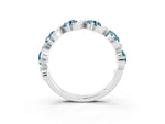 Six-Stone Round Aquamarine Wave Band in Silver with Shared Prong Setting_3