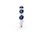 Six-Stone Round Blue Sapphire Wave Band in Silver with Shared Prong Setting_2