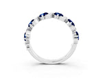 Six-Stone Round Blue Sapphire Wave Band in Silver with Shared Prong Setting_3