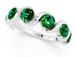 Six-Stone Round Emerald Wave Band in Silver with Shared Prong Setting_1