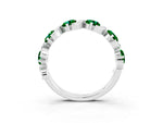 Six-Stone Round Emerald Wave Band in Silver with Shared Prong Setting_3