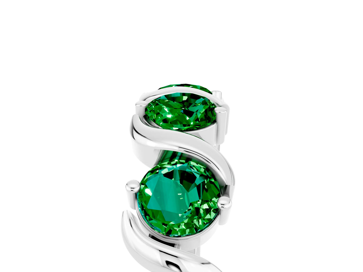 Six-Stone Round Emerald Wave Band in Silver with Shared Prong Setting_5