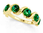 Six-Stone Round Emerald Wave Band in Yellow gold with Shared Prong Setting_1