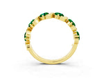 Six-Stone Round Emerald Wave Band in Yellow gold with Shared Prong Setting_3