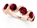 Six-Stone Round Garnet Wave Band in Rose gold with Shared Prong Setting_1