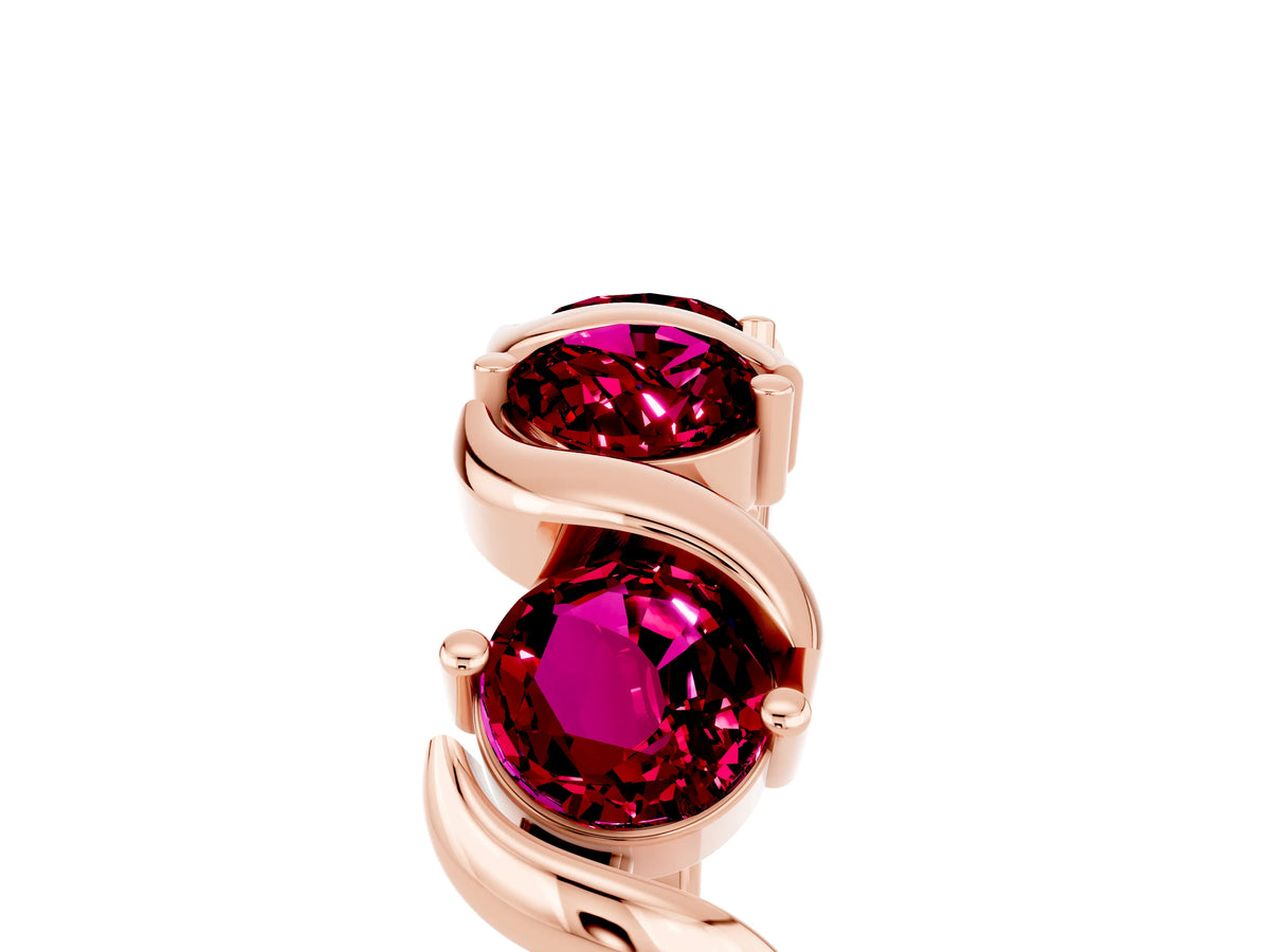 Six-Stone Round Garnet Wave Band in Rose gold with Shared Prong Setting_5