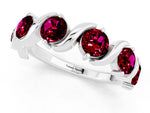 Six-Stone Round Garnet Wave Band in Silver with Shared Prong Setting_1