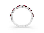 Six-Stone Round Garnet Wave Band in White gold with Shared Prong Setting_3