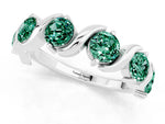 Six-Stone Round Green Sapphire Wave Band in Silver with Shared Prong Setting_1