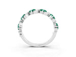 Six-Stone Round Green Sapphire Wave Band in Silver with Shared Prong Setting_3