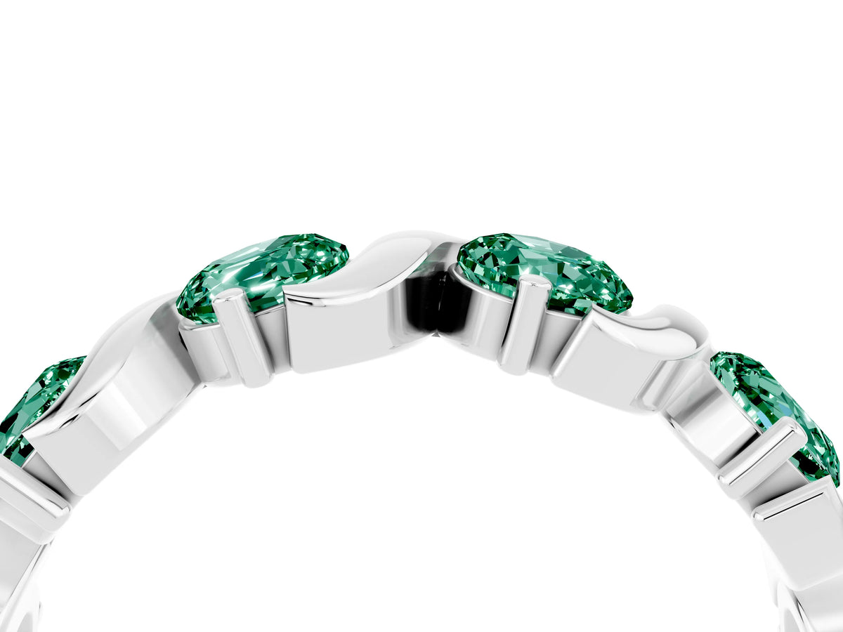 Six-Stone Round Green Sapphire Wave Band in Silver with Shared Prong Setting_4