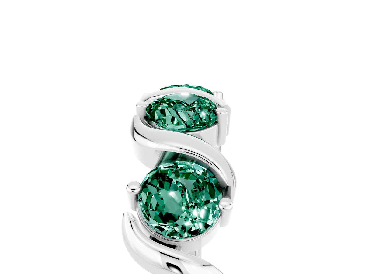 Six-Stone Round Green Sapphire Wave Band in Silver with Shared Prong Setting_5