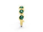 Six-Stone Round Green Sapphire Wave Band in Yellow gold with Shared Prong Setting_2
