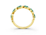 Six-Stone Round Green Sapphire Wave Band in Yellow gold with Shared Prong Setting_3